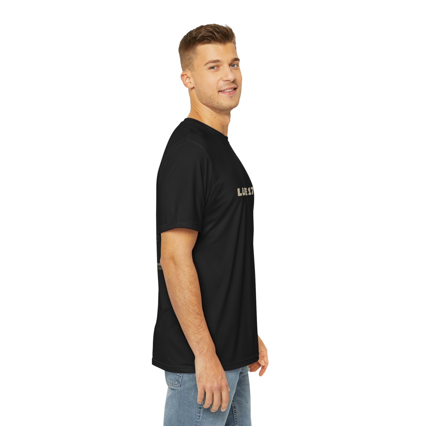 Premium Front & Back Men's Polyester Tee - Luke 17:21 + Kingdom Is Yours